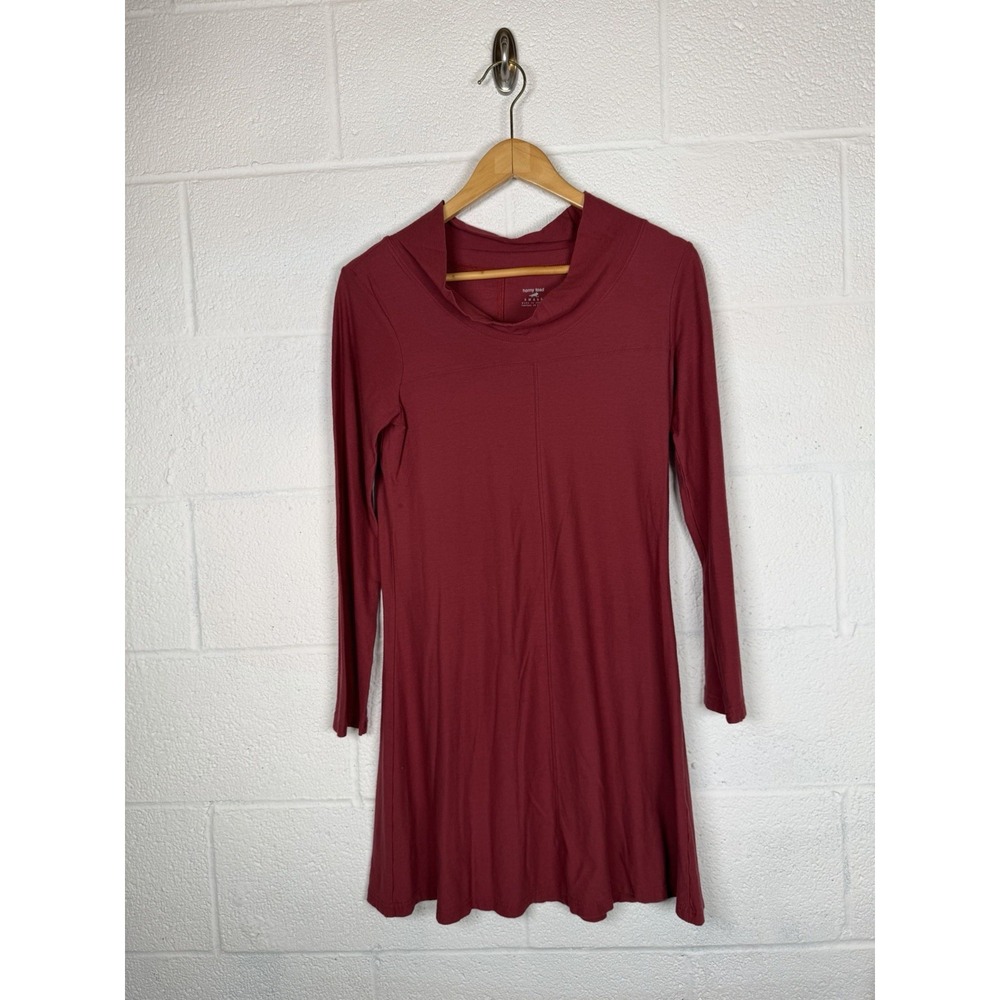 Horny Toad Red Long Sleeve Tunic Dress Small Travel Casual Stretch Eco USA